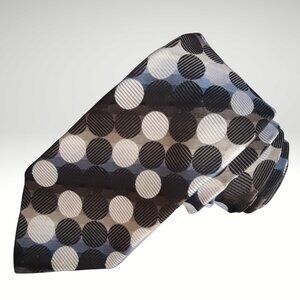 Polifroni Milano Polka Dot Men's Silk Necktie | Black, White, Grey & Blue